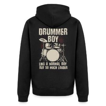 Schlagzeug Drummer Schlagzeuger Geschenk Trommeler - Unisex Premium Bio Zip Hoodie - Schwarz - Hinten - Nico (187cm)