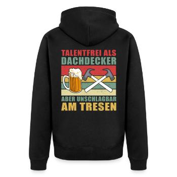 Dachdecker Geschenk Dachdeckermeister lustig - Unisex Premium Bio Zip Hoodie - Schwarz - Hinten - Nico (187cm)