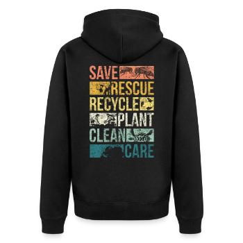 Animal sauver la terre tortue changement climatique - Veste à capuche bio Premium Unisexe - noir - Dos - Nico (187cm)