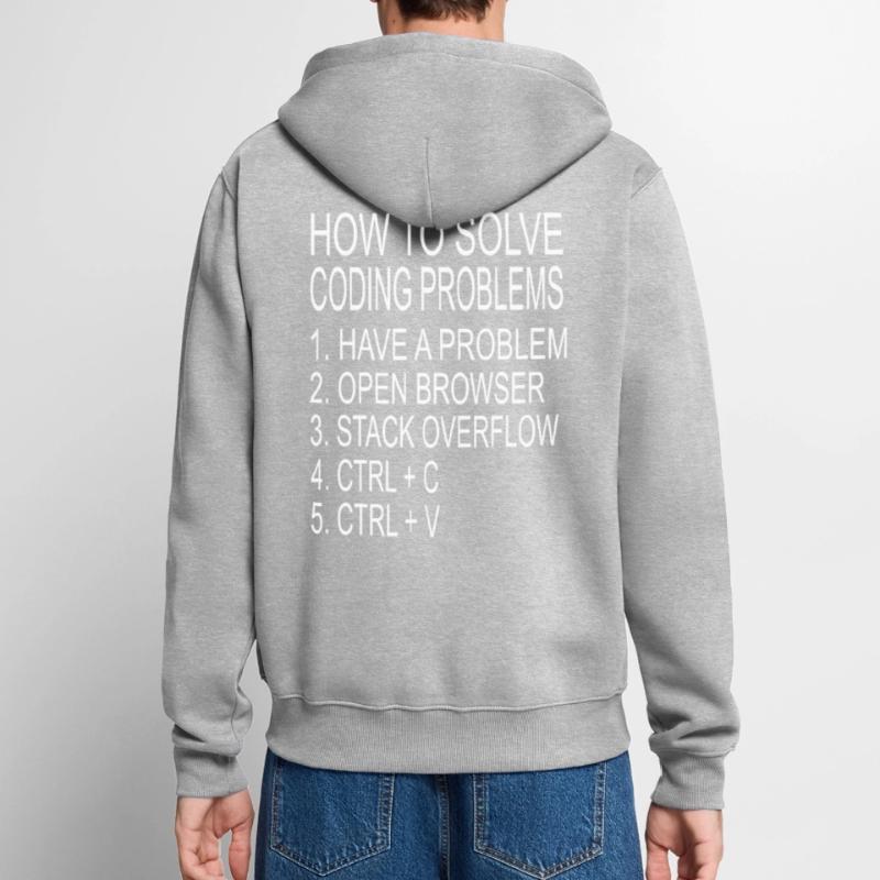 Programmer coder solving computer science problems Unisex Premium Organic Zip Hoodie