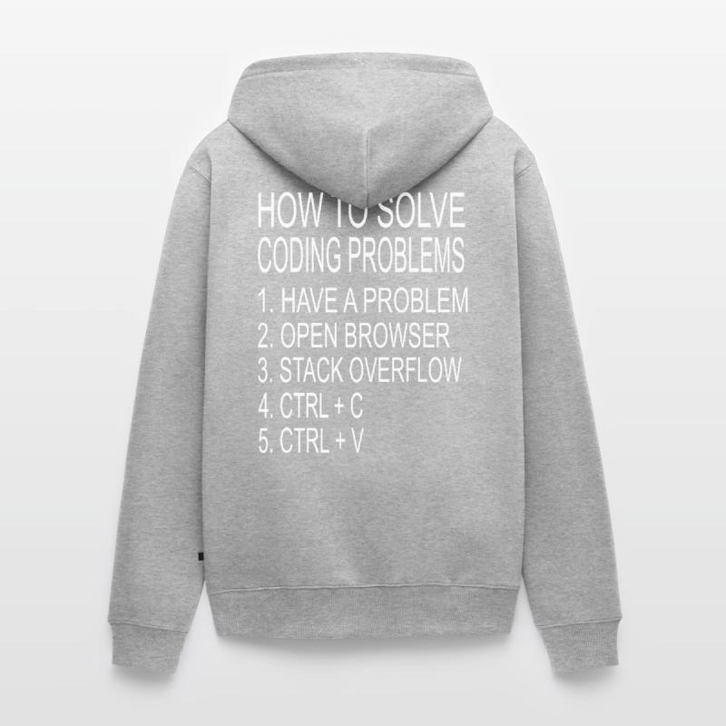 Programmer coder solving computer science problems Unisex Premium Organic Zip Hoodie