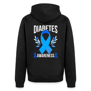 Diabetes Family T1D Diabetic Support - Unisex Premium Organic Zip Hoodie - black - Back - Nico (187cm)