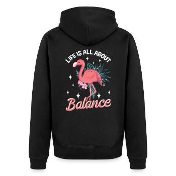 Funny flamingo lover balance yoga pilates - Unisex Premium Organic Zip Hoodie - black - Back - Nico (187cm)