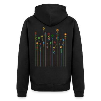 Süßes Retro Blumen Vintage Farben Muster Blume - Unisex Premium Bio Zip Hoodie - Schwarz - Hinten - Nico (187cm)