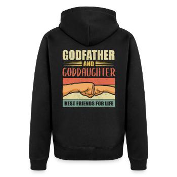 Patenonkel Geschenk Patentochter Pate Patenkind - Unisex Premium Bio Zip Hoodie - Schwarz - Hinten - Nico (187cm)