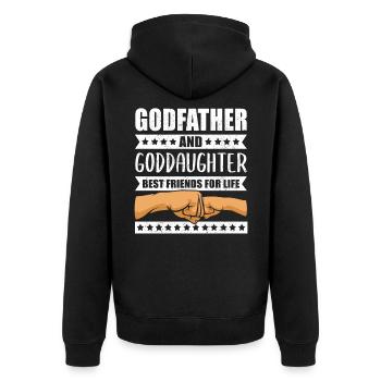 Patenonkel Geschenk Pate Patentochter Patenkind - Unisex Premium Bio Zip Hoodie - Schwarz - Hinten - Nico (187cm)