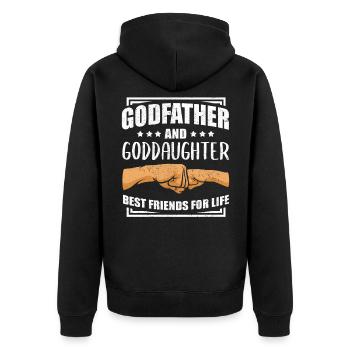 Patenonkel Pate Geschenk Patentochter Patenkind - Unisex Premium Bio Zip Hoodie - Schwarz - Hinten - Nico (187cm)