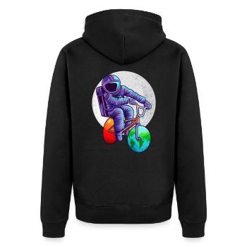 Espace astronaute vélo lune mars terre planète - Veste à capuche bio Premium Unisexe - noir - Dos - Nico (187cm)