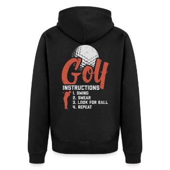 Golf Lustig Golfspieler Golfen Geschenk Golfer - Unisex Premium Bio Zip Hoodie - Schwarz - Hinten - Nico (187cm)