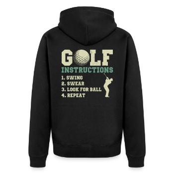 Golf Lustig Golfspieler Geschenk Golfen Golfer - Unisex Premium Bio Zip Hoodie - Schwarz - Hinten - Nico (187cm)