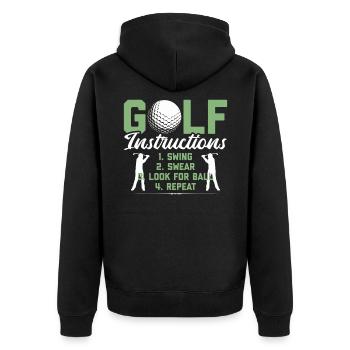 Golf Lustig Golfen Golfspieler Geschenk Golfer - Unisex Premium Bio Zip Hoodie - Schwarz - Hinten - Nico (187cm)