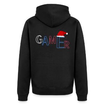 Weihnachts Gamer - Unisex Premium Bio Zip Hoodie - Schwarz - Hinten - Nico (187cm)