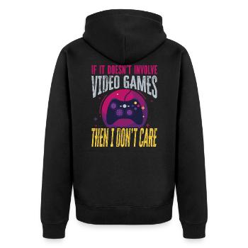 Zocker Gamer Designe - Unisex Premium Bio Zip Hoodie - Schwarz - Hinten - Nico (187cm)
