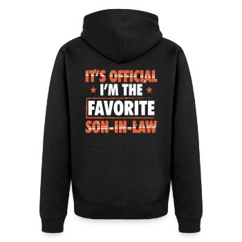 Schwiegersohn Geschenk Lustig Geburtstag Geschenke - Unisex Premium Bio Zip Hoodie - Schwarz - Hinten - Nico (187cm)