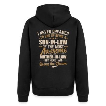 Schwiegersohn Geschenk Schwiegersöhne Geschenkidee - Unisex Premium Bio Zip Hoodie - Schwarz - Hinten - Nico (187cm)