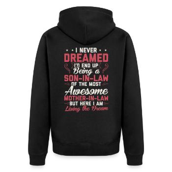 Idée cadeau cadeau fils dans la loi gendre - Veste à capuche bio Premium Unisexe - noir - Dos - Nico (187cm)