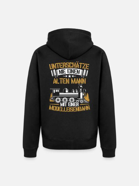 Modelleisenbahn Geschenk Eisenbahn Modellbauer - Unisex Premium Bio Zip Hoodie - Schwarz