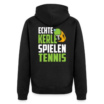 Tischtennis - Unisex Premium Bio Zip Hoodie - Schwarz - Hinten - Nico (187cm)