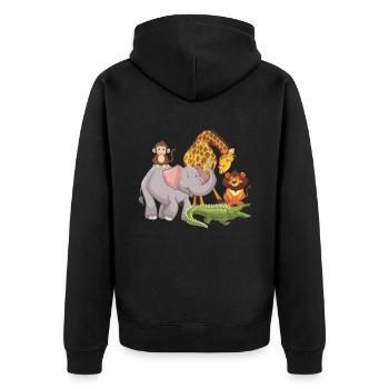Amoureux des animaux de zoo africain mignon safari - Veste à capuche bio Premium Unisexe - noir - Dos - Nico (187cm)