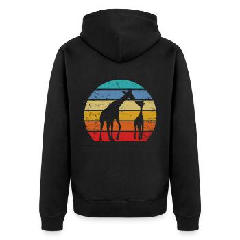 Niedliche Giraffe Mutter Kind Vintage Giraffen - Unisex Premium Bio Zip Hoodie - Schwarz - Hinten - Nico (187cm)