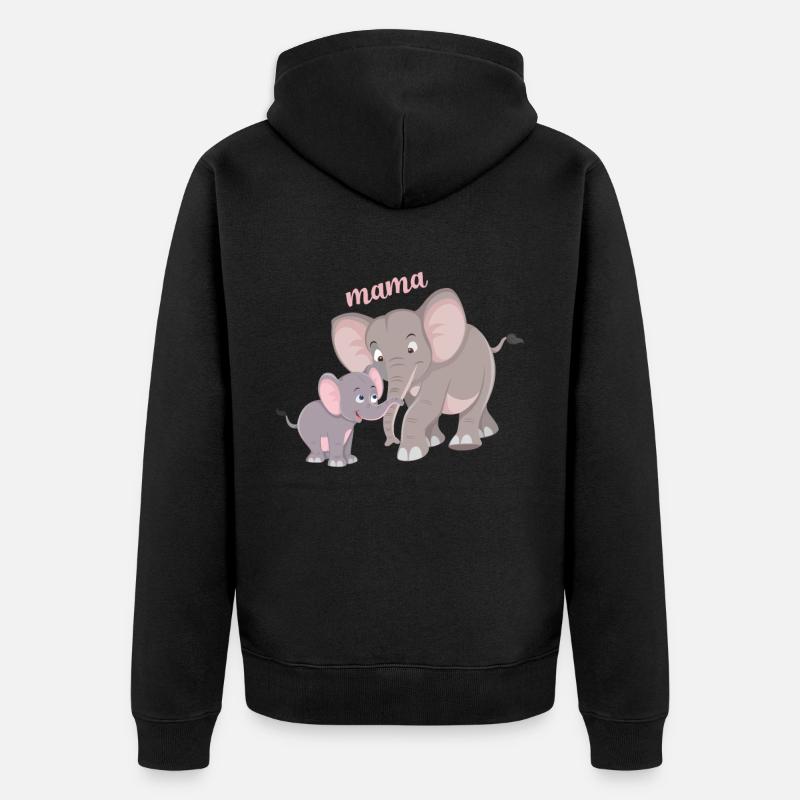 Éléphant mignon maman enfant bond - Veste à capuche bio Premium Unisexe - noir