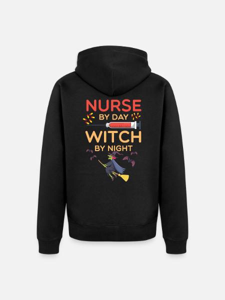 Halloween nursing witch costume - Unisex Premium Organic Zip Hoodie - black
