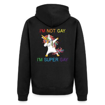 Costume LGBT arc-en-ciel licorne super gay (Super Ga - Veste à capuche bio Premium Unisexe - noir - Dos - Nico (187cm)