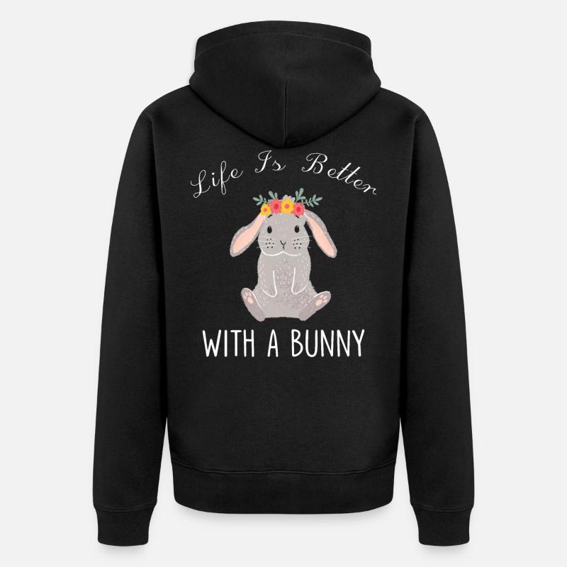 Lapins lapin lapins pâques - Veste à capuche bio Premium Unisexe - noir