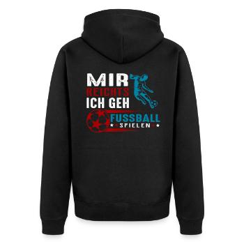 Fussball spielen - Unisex Premium Bio Zip Hoodie - Schwarz - Hinten - Nico (187cm)