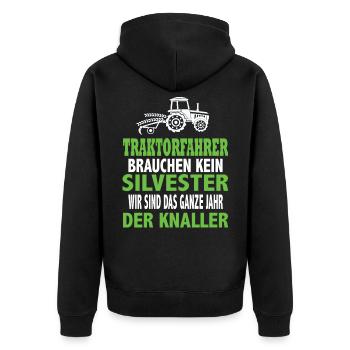 Traktor Trekker Landwirtschaft Landwirte Bauern - Unisex Premium Bio Zip Hoodie - Schwarz - Hinten - Nico (187cm)
