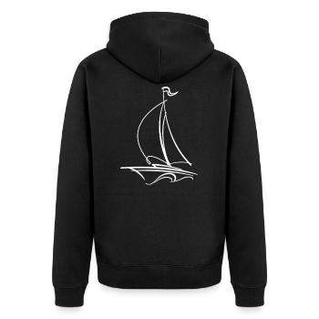 Sailing Sailboat Retro Captain Boat Line Art One - Unisex Premium Organic Zip Hoodie - black - Back - Nico (187cm)