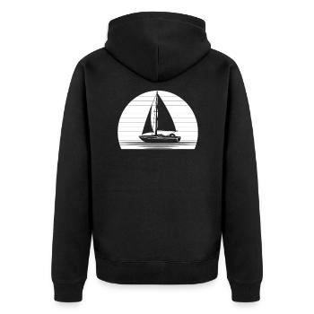 Sailing sailboat retro captain boat vintage moon - Unisex Premium Organic Zip Hoodie - black - Back - Nico (187cm)