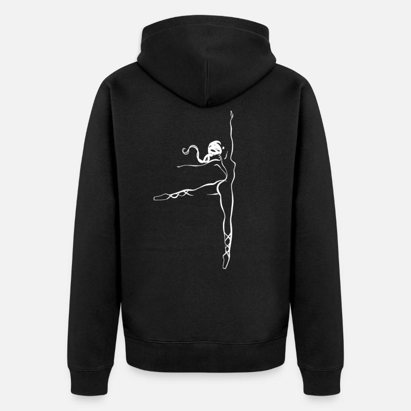 Ballet Ballerine Danse Hobby Danseuse Line Art - Veste à capuche bio Premium Unisexe - noir