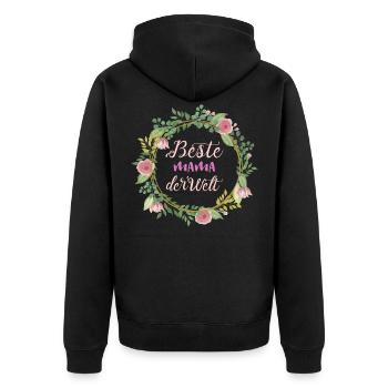 beste Mama der Welt - Unisex Premium Bio Zip Hoodie - Schwarz - Hinten - Nico (187cm)
