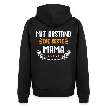 beste Mama - Unisex Premium Bio Zip Hoodie - Schwarz - Hinten - Nico (187cm)