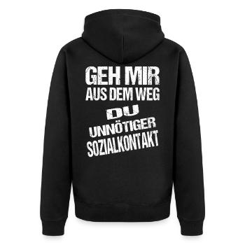 Social contact - Get out of my way - Unisex Premium Organic Zip Hoodie - black - Back - Nico (187cm)