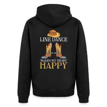 Happy Line Dancing Country Music Line Dancer - Unisex Premium Organic Zip Hoodie - black - Back - Nico (187cm)