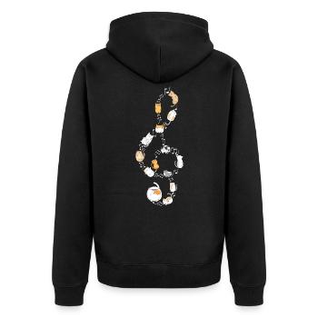 Violinschlüssel Katze Musik Noten Musiker Kätzchen - Unisex Premium Bio Zip Hoodie - Schwarz - Hinten - Nico (187cm)