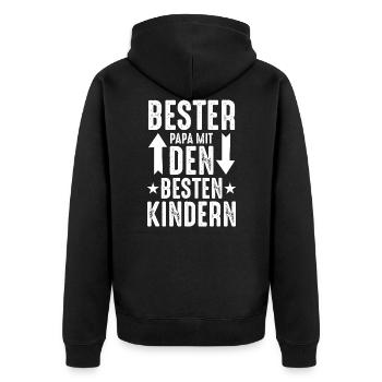 bester Papa besten Kindern - Unisex Premium Bio Zip Hoodie - Schwarz - Hinten - Nico (187cm)