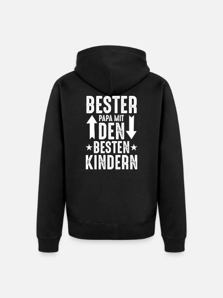 bester Papa besten Kindern - Unisex Premium Bio Zip Hoodie - Schwarz