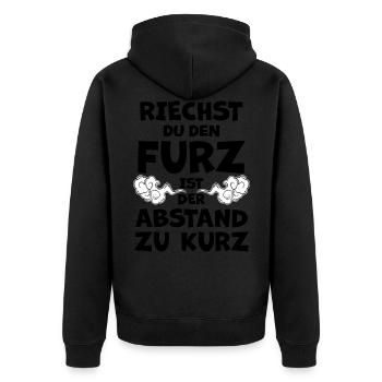 Riechen Furz Abstand Lustiger Spruch Pups Geschenk - Unisex Premium Bio Zip Hoodie - Schwarz - Hinten - Nico (187cm)