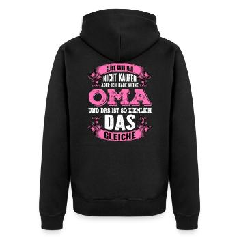 Oma Glück - Unisex Premium Bio Zip Hoodie - Schwarz - Hinten - Nico (187cm)