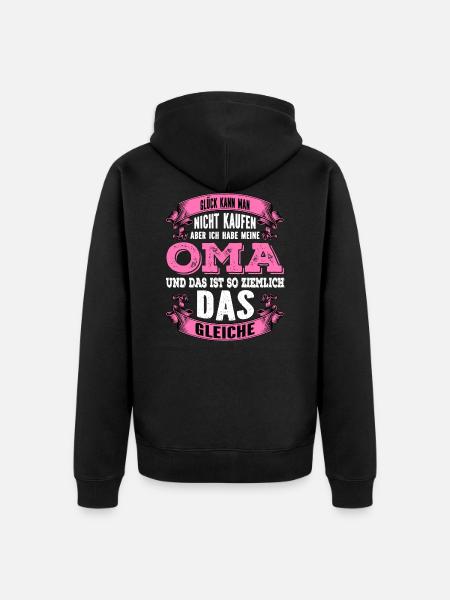 Oma Glück - Unisex Premium Bio Zip Hoodie - Schwarz