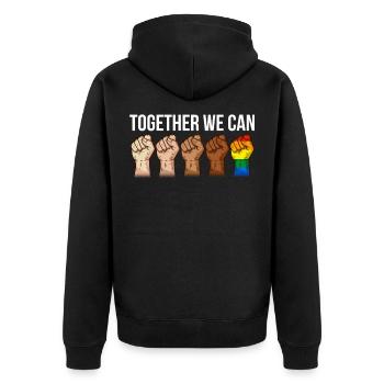 Anti racisme noir lgbtq droits de l'homme - Veste à capuche bio Premium Unisexe - noir - Dos - Nico (187cm)