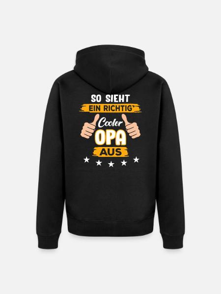 cooler Opa - Unisex Premium Bio Zip Hoodie - Schwarz