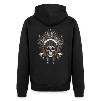 Histoire de squelette de crâne de chef amérindien - Veste à capuche bio Premium Unisexe - noir - Dos - Nico (187cm)