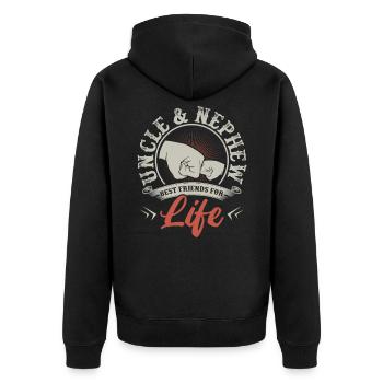 Uncle Nephew Gift Funny Birthday Bday - Unisex Premium Organic Zip Hoodie - black - Back - Nico (187cm)