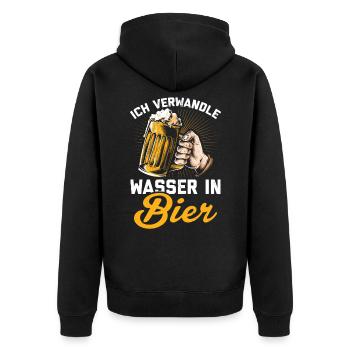 Bierbrauer Brauer Hobbybrauer Geschenk Bier brauen - Unisex Premium Bio Zip Hoodie - Schwarz - Hinten - Nico (187cm)