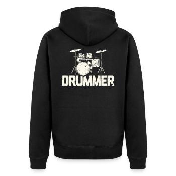 Batterie batteur cadeau batteur batteur - Veste à capuche bio Premium Unisexe - noir - Dos - Nico (187cm)