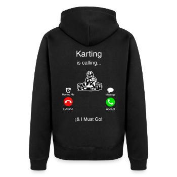 Le karting m'appelle et je dois y aller - Veste à capuche bio Premium Unisexe - noir - Dos - Nico (187cm)